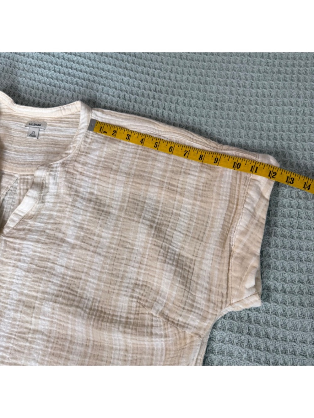 LL Bean Cloud Gauze Split Neck Shirt Womens 2X Plus Cream White Blouse Top - Picture 7 of 8